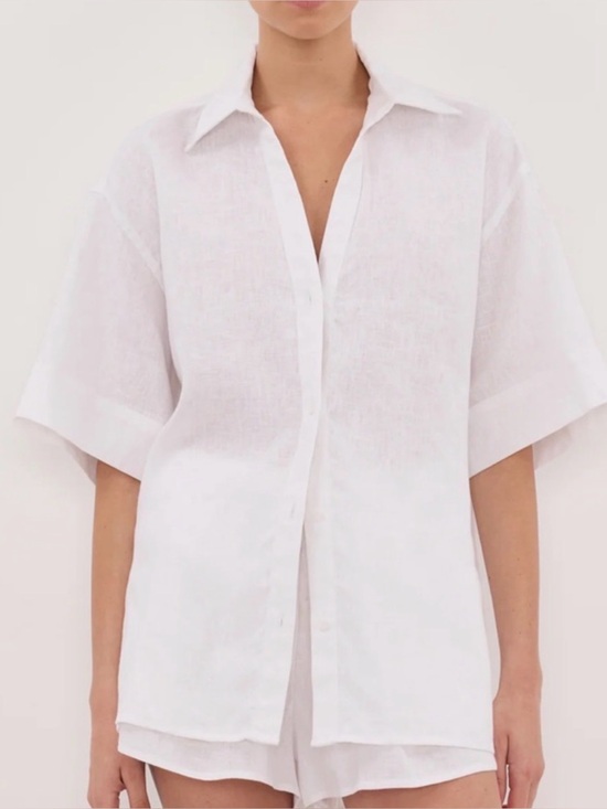 DISSH Tops - DISSH Helena White Oversized Linen Shirt